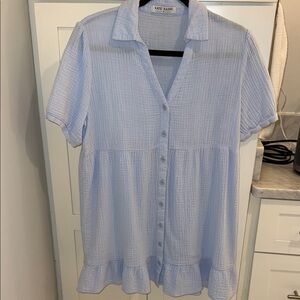 Kate Kasin Light Blue Button-Down Dress